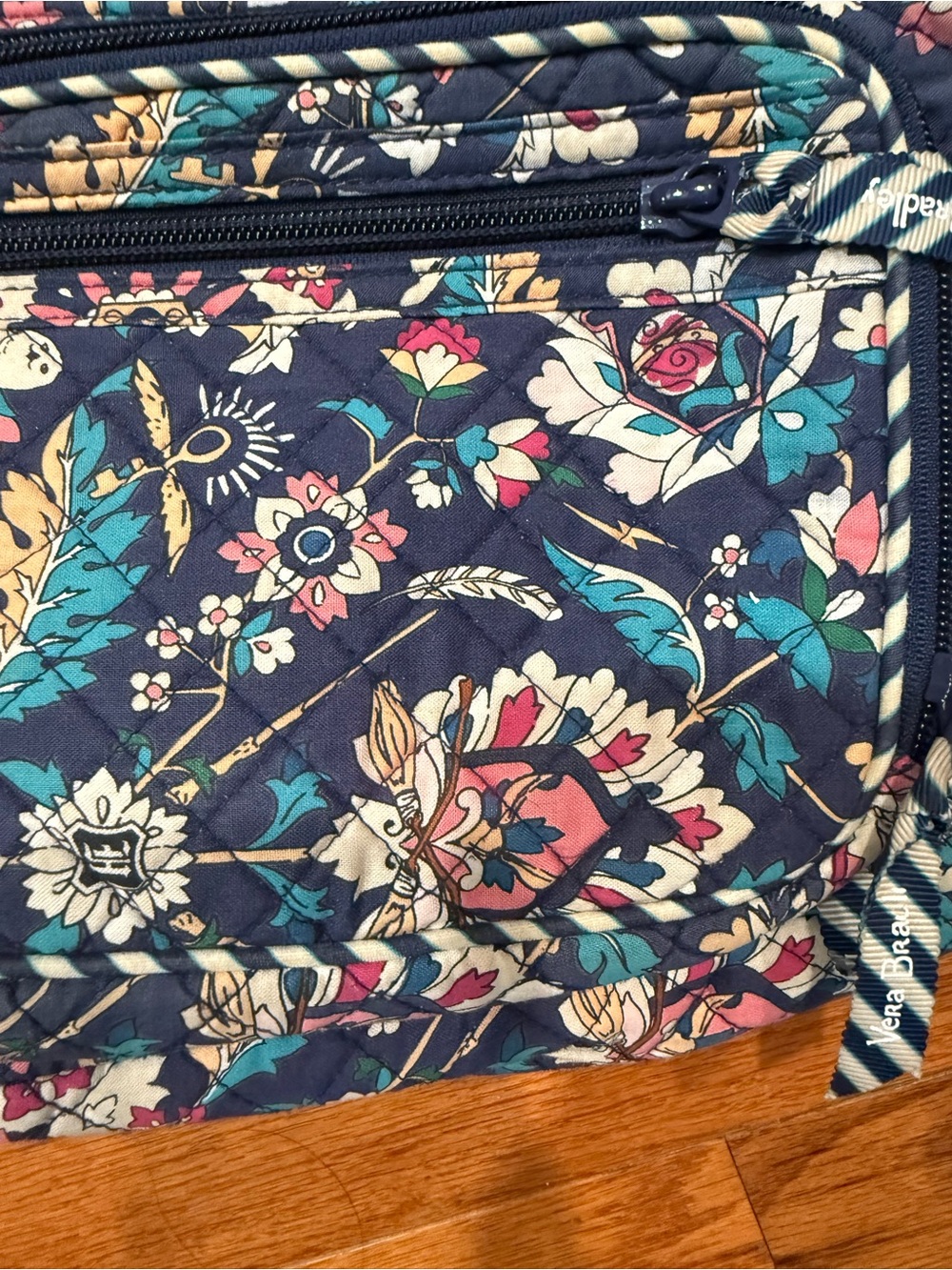 Vera Bradley Navy Floral Quilted Crossbody Sling Bag - Picture 5 of 15